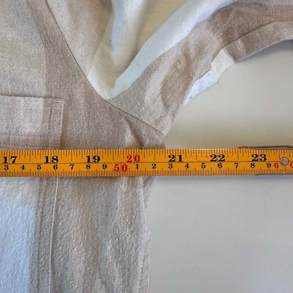 LOFT Tan and White Plaid Flannel Button Down Shirt Size M - Picture 7 of 8